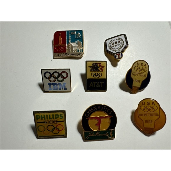 Other - Olympics collection Pin Set of 8, 1988 - 1992 Used, AT&T, IBM, 7 Eleven, Philips